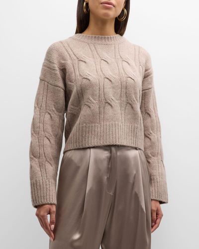 SABLYN Cable-Knit Cashmere Sweater - Brown