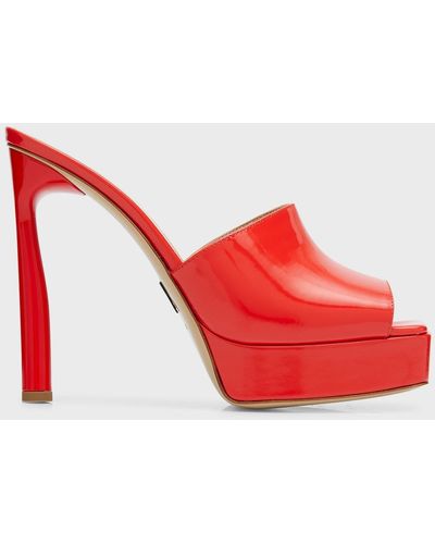 Paul Andrew Patent Platform Slide Sandals - Red