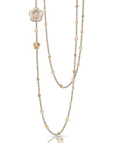 Pasquale Bruni 18k Rose Gold Rock Crystal Flower Necklace With Diamonds, 40"l - White