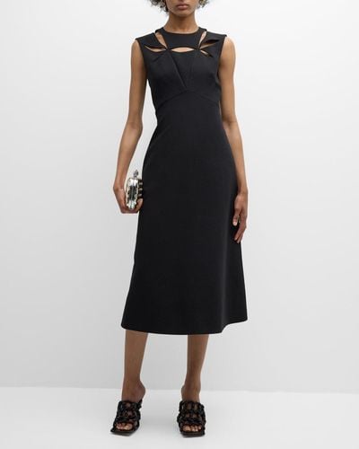 Mantu Sleeveless Cutout A-Line Midi Dress - Black