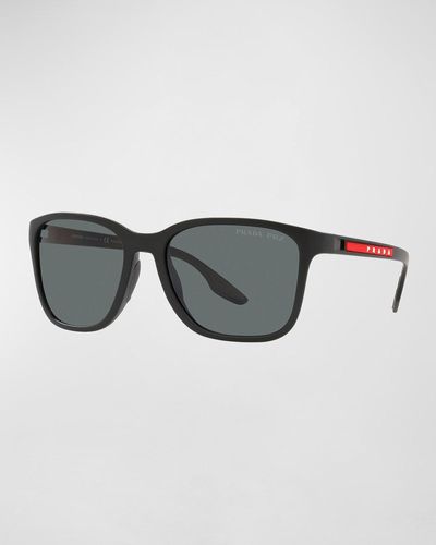 Prada Polarized Rectangle Logo Sunglasses - Black