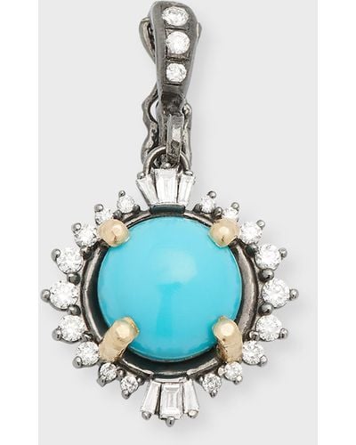 Dominique Cohen 18k Black And Yellow Gold Sleeping Beauty Turquoise And Diamond Pendant - Blue