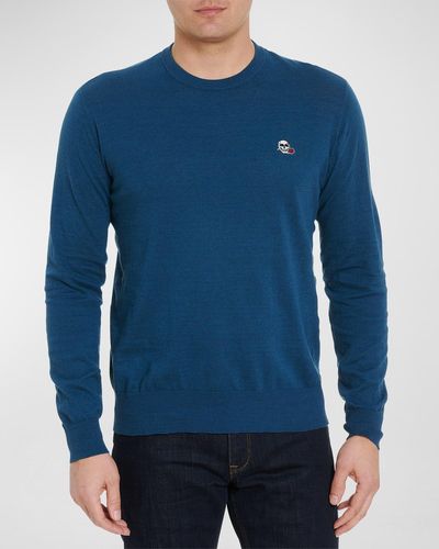 Robert Graham Drifters Cotton-Linen Crewneck Sweater - Blue