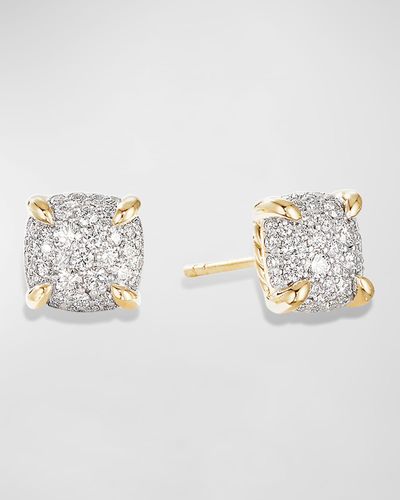 David Yurman Chatelaine Stud Earrings In 18k Yellow Gold With Full Pave Diamonds, 7mm - Metallic