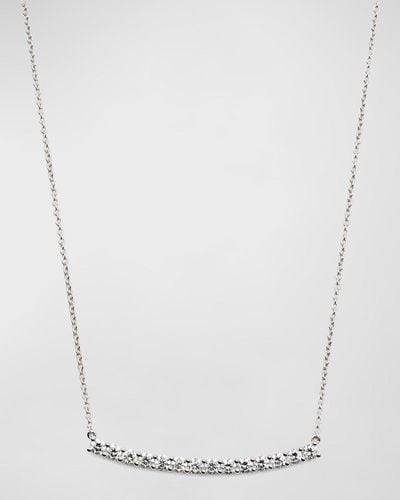 Memoire 18k White Gold Large Diamond Bar Pendant Necklace