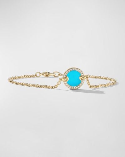 David Yurman Dy Elements Chain Bracelet With Gemstone And Diamonds In 18k Gold, 11mm - Blue