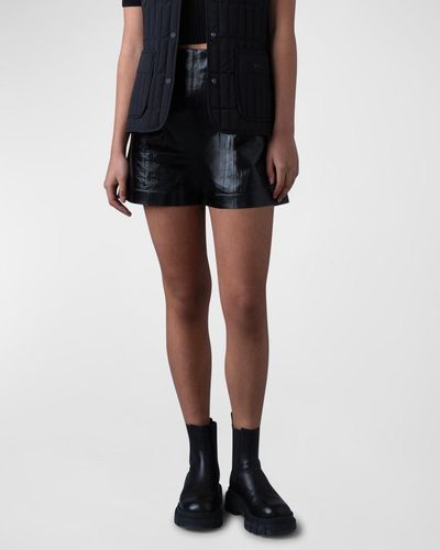 Mackage Dava Paneled Patent Leather Shorts - Black