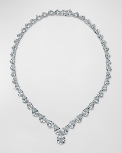 Golconda by Kenneth Jay Lane Pear Cubic Zirconia Graduated Necklace - White