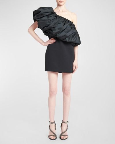 Emilio Pucci Balloon Ruffle One-Shoulder Mini Dress - Black