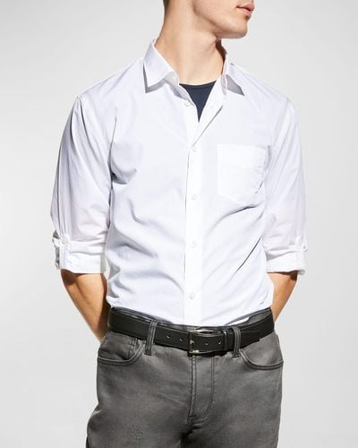 John Varvatos Solid Point-Collar Sport Shirt - White