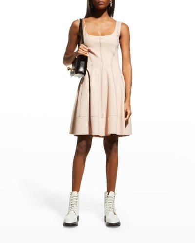 Alexander McQueen Contrast Seamed Sleeveless Mini Dress - Natural