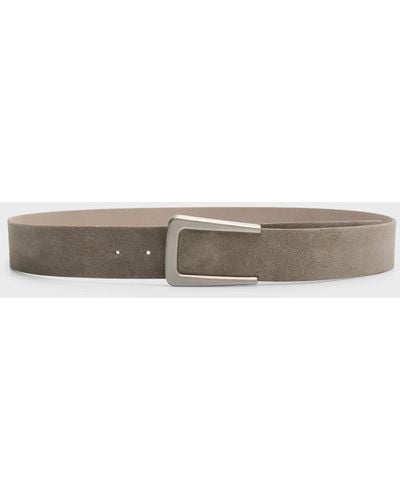 Brunello Cucinelli Suede Belt With Substantial Buckle - Gray