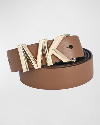 Michael Kors Logo Buckle Reversible Leather Belt - Brown