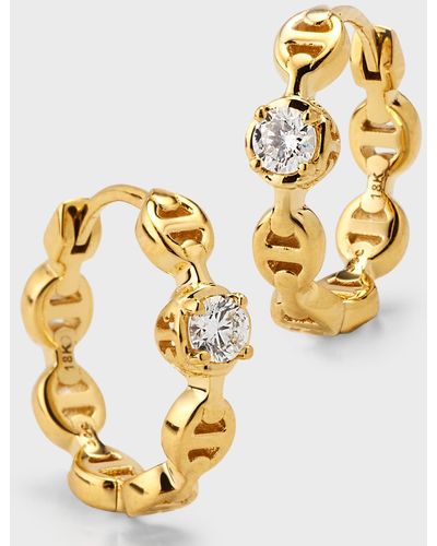 Hoorsenbuhs 18k Yellow Gold 12mm Tri-link Diamond Huggie Earrings - Metallic