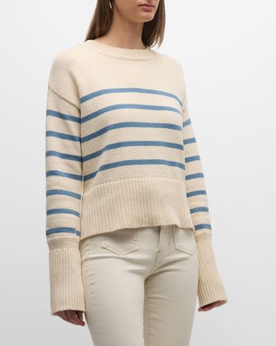 Veronica Beard Andover Striped Pullover Sweater - Natural