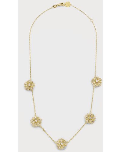 Tanya Farah 18k Yellow Gold Diamond 5-flower Station Necklace - White
