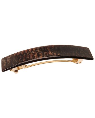 France Luxe Classic Rectangle Barrette - Brown