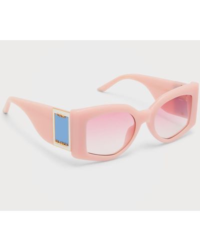 Casablanca Logo Round Acetate & Nylon Sunglasses - Pink