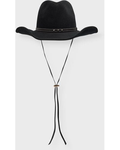Sensi Studio Western Cowboy Felt Large-Brim Hat - Black