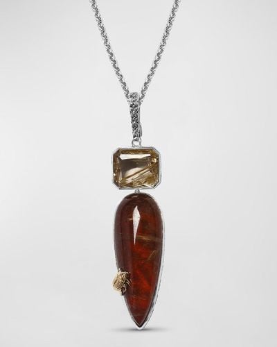 Stephen Dweck Hair Rutilated Quartz And Agate Pendant - White