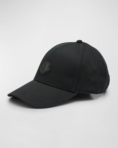 Moncler Gabardine Leather-Patch Baseball Cap - Black