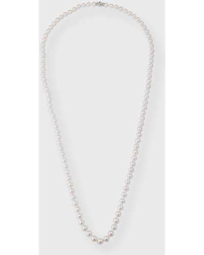 Assael Akoya Pearl Long Necklace With 18k White Gold Clasp, 32"l