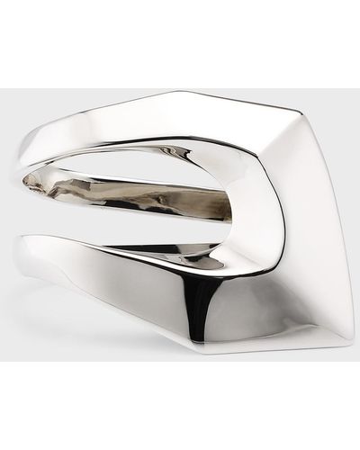 Alexander McQueen Modernist Double Ring, Silver - White