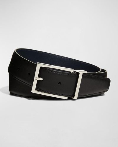 Brioni Reversible Leather Buckle Belt - Black