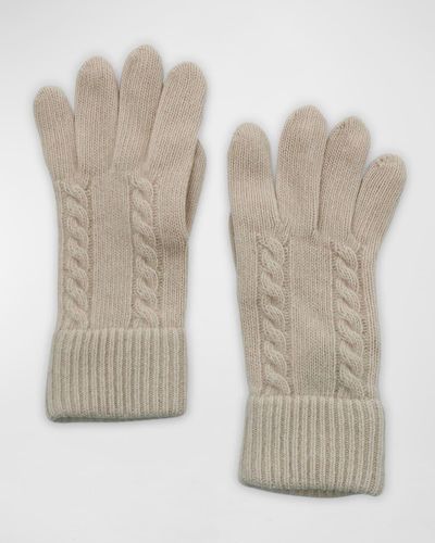Portolano Cashmere Cable Knit Gloves - Gray