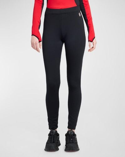 3 MONCLER GRENOBLE Fitted Leggings With Logo Detail - Blue