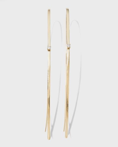 Lana Jewelry Narrow Flat Diamond Hoop Earrings - White