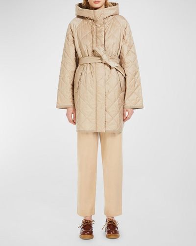 Weekend by Maxmara Ribera Quilted Water-Repellent Hooded Parka - Natural