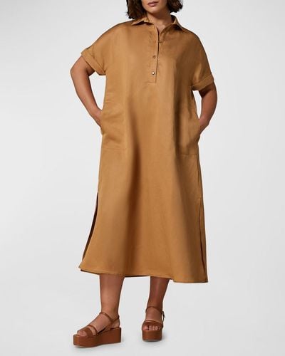 Marina Rinaldi Plus Size Negelia Side-Slit Midi Shirtdress - Brown
