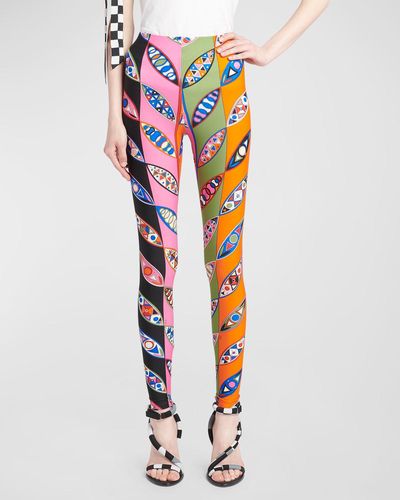 Emilio Pucci Abstract-print Ankle Leggings - Multicolor