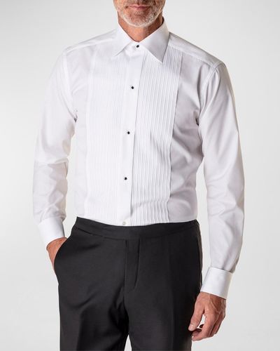 Eton Contemporary Fit Pleated Bib Tuxedo Shirt - White