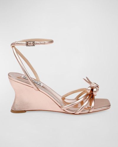 Badgley Mischka Luciana Knot Ankle-Strap Wedge Sandals - Pink