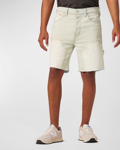 Hudson Jeans Splatter-Effect Carpenter Shorts - Natural