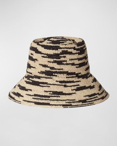 Janessa Leone Zelda Packable Raffia Bucket Hat - Natural