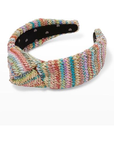 Lele Sadoughi Knotted Multicolor Raffia Headband