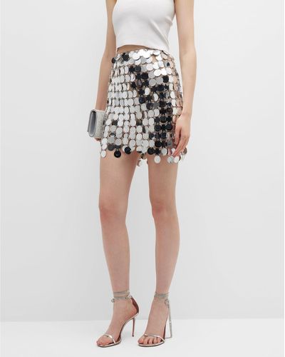 Rabanne Mirrored Sequin Chainmail Mini Skirt - Metallic