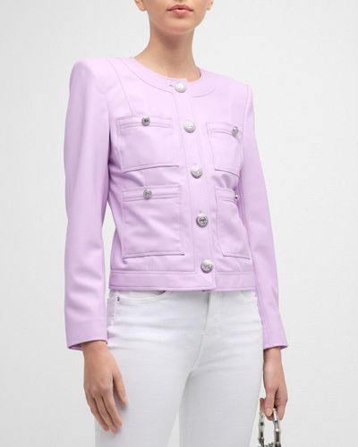 Veronica Beard Ozuna Faux Leather Jacket - Purple