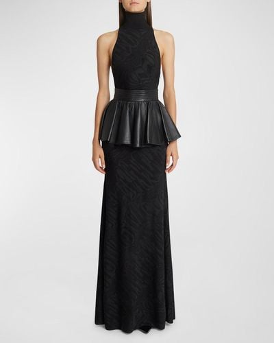 Alaïa Abstract Halter Gown - Black