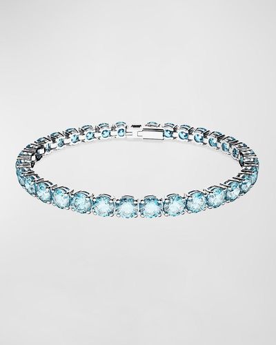Swarovski Matrix Rhodium-Plated Round-Cut Crystal Tennis Bracelet - Blue