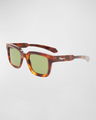 Ferragamo Classic Logo Chunky Rectangle Sunglasses - Brown