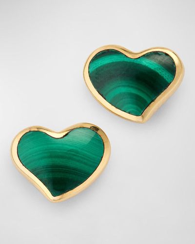 Jan Leslie Heart Stud Earrings - Green