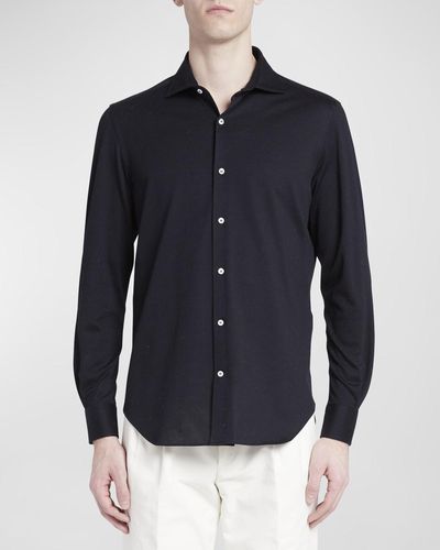 Loro Piana Woven Cotton Oxford Sport Shirt - Blue