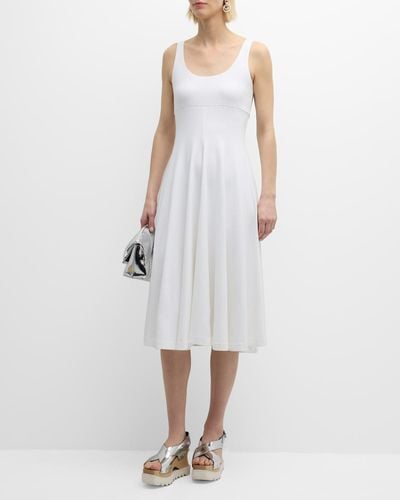 Rosetta Getty Scoop-Neck Sleeveless Empire-Waist Flared Dress - White