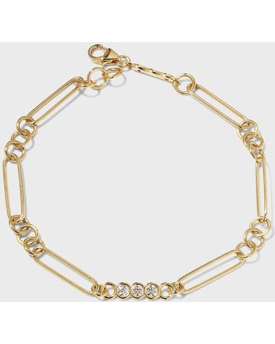 Roberto Coin Oval-Link Chain Bracelet With Diamond Section - Metallic