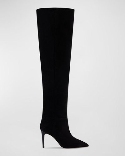 Paris Texas Suede Stiletto Over-the-knee Boots - Black
