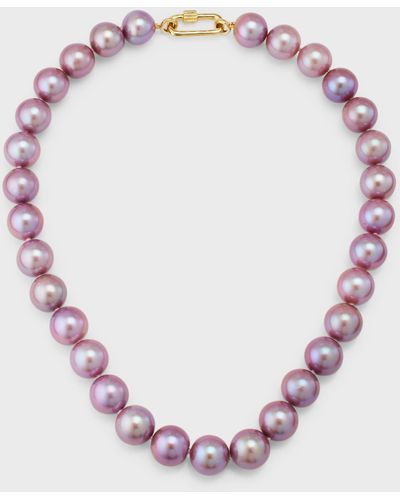 Pearls By Shari 18k Yellow Gold Pink Kasumiga Pearl Necklace